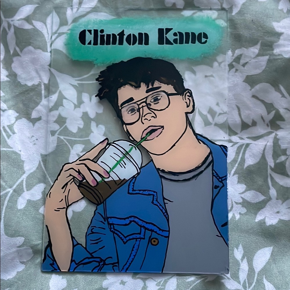 Handmade Glass Painting of Clinton Kane